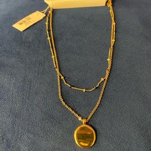 Loft Outlet NWT women’s 2 layer gold necklace with round pendant